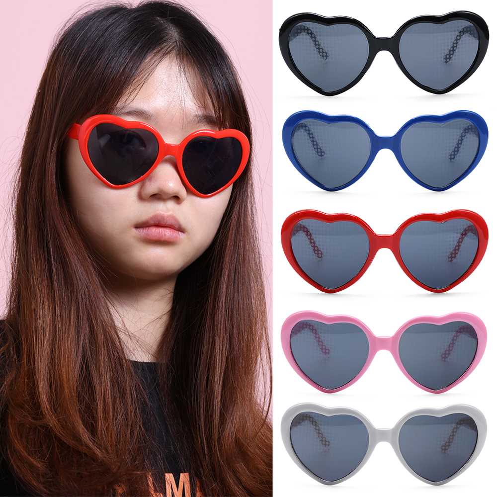 1 adet kalp şekilli aşk efektleri gözlük değiştirin kalp şekli gece kırılma aşk ışıkları moda güneş gözlükleri Unisex yeni hediyeler