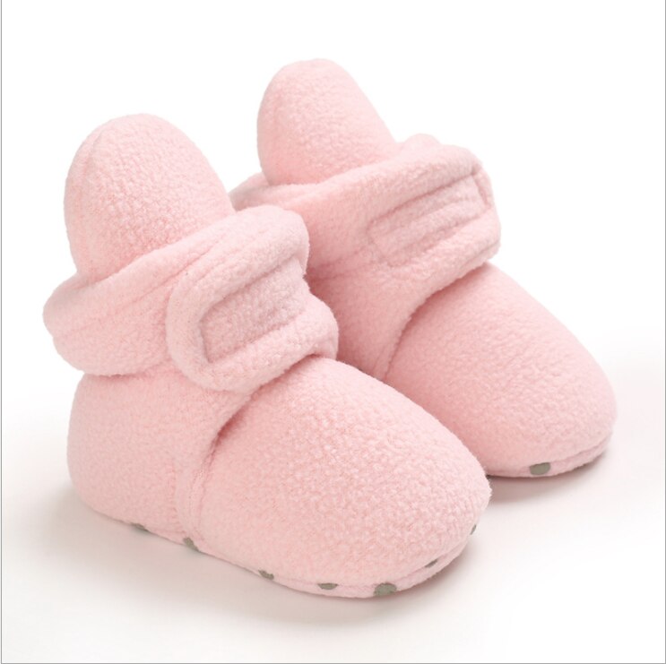 Baby vinterstøvler baby pige drenge vinter varme sko solid toddler first walkers børn vinter sko 0-18m: Lyserød / 13-18 måneder