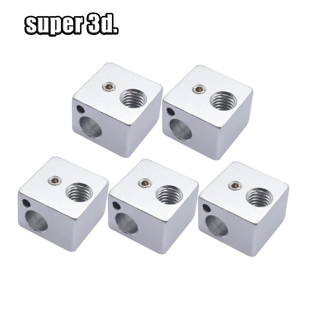 2pcs heating block V5 Heated Aluminum Block 16 * 16 * 12MM for 3D printer Extruder j-head hotend kossel and prusa i3