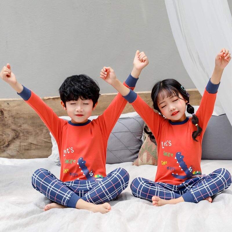 Pijamas para niños ropa de dormir para niños 2 piezas de manga larga de dibujos animados para niños ropa de dormir para bebés pijamas de algodón de primavera para niños