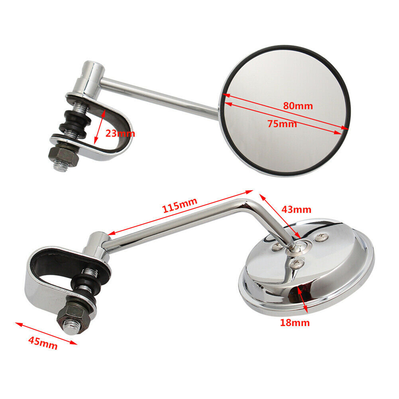 2 Stuks 7/8 "Stuur Ronde Achteruitrijcamera Zijspiegels Motorfiets Voor Bobber Cruiser Racer Cafe motorfiets accessoires