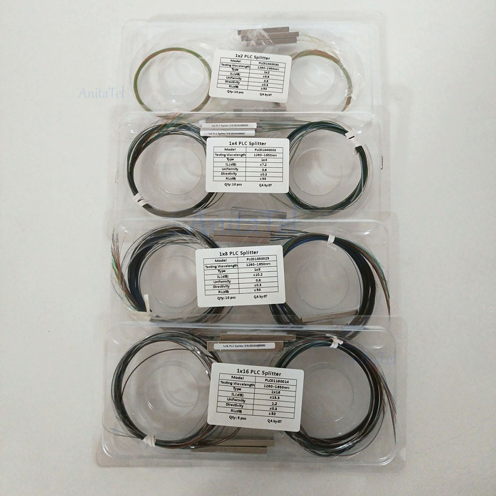 10pcs 1X2 1X4 1X8 1X16 Fiber Optic PLC Splitter Without Connector Cable 250Um 0.25Mm Mini Blockless Bare PLC Splitter