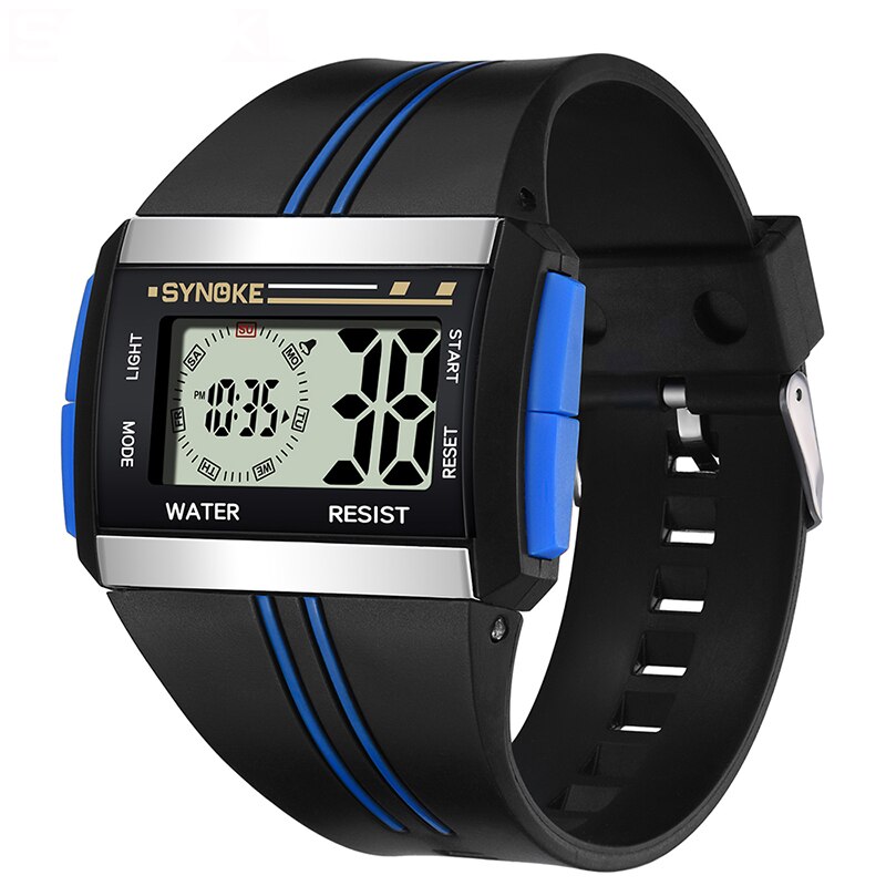 Synoke Outdoor Sport Horloges Mens Relogio Masculino Led Digitale Horloges Waterdicht Klok Mannen Mannelijke Multifunctionele Horloge: Blue