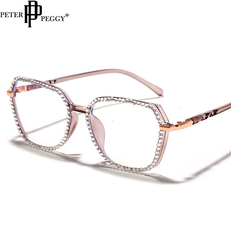 Diamond Eyeglasses Eye Protection Bluelight Glasses Women Luxury Rhinestone Eyeglass Optical Reading Glasses Clear Sunglasses