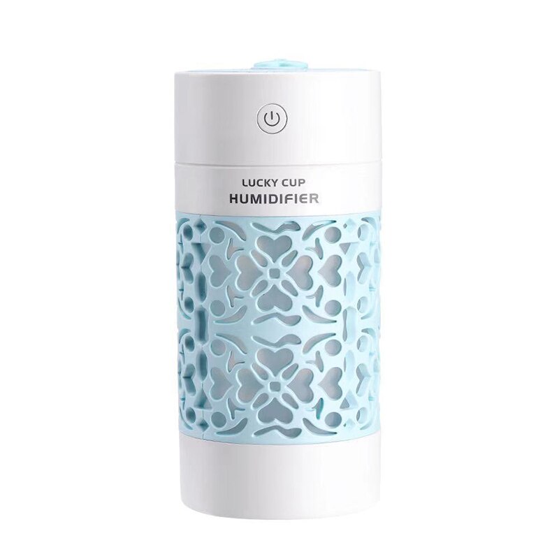 250ml Mini Diffuser Fog Maker Car Humidifier Fogger, Mist Diffuser USB Ultrasonic Diffuser With Led Light Mute Two Modes: Light blue