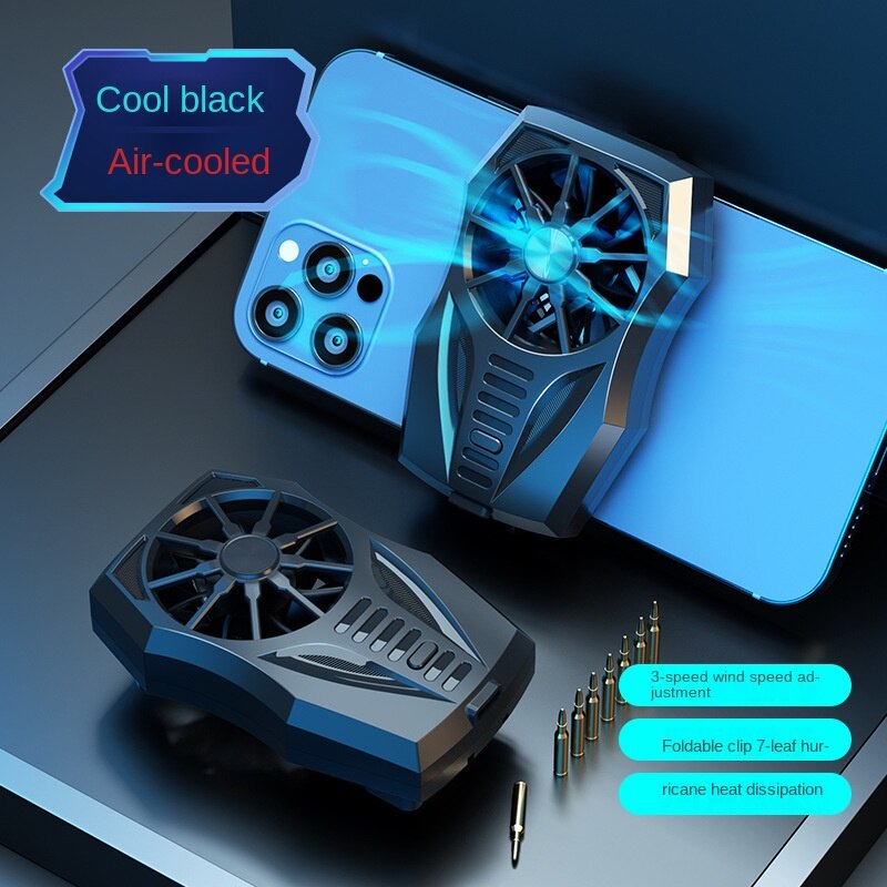High Power Semiconductor Mobile Phone Cooler Support 40W Fast Charge Cooling Clip Game Air-cooled Cooler for Cell Phone: Air cooling Black