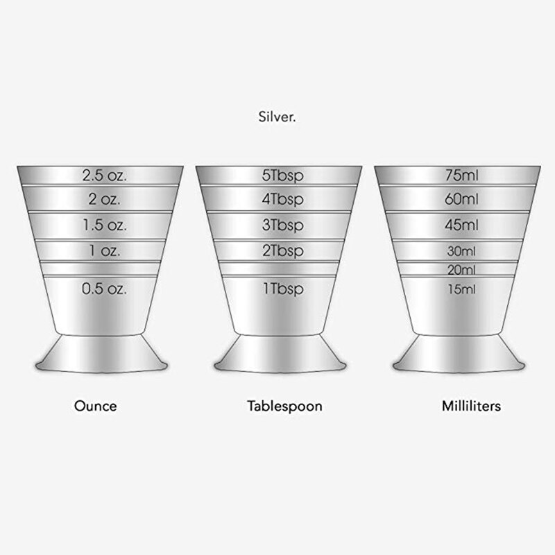 Measuring Cup Cocktail Jigger Stainless Steel Liquid Mini Up to 2.5Oz, 5Tbsp, 75Ml,Silver