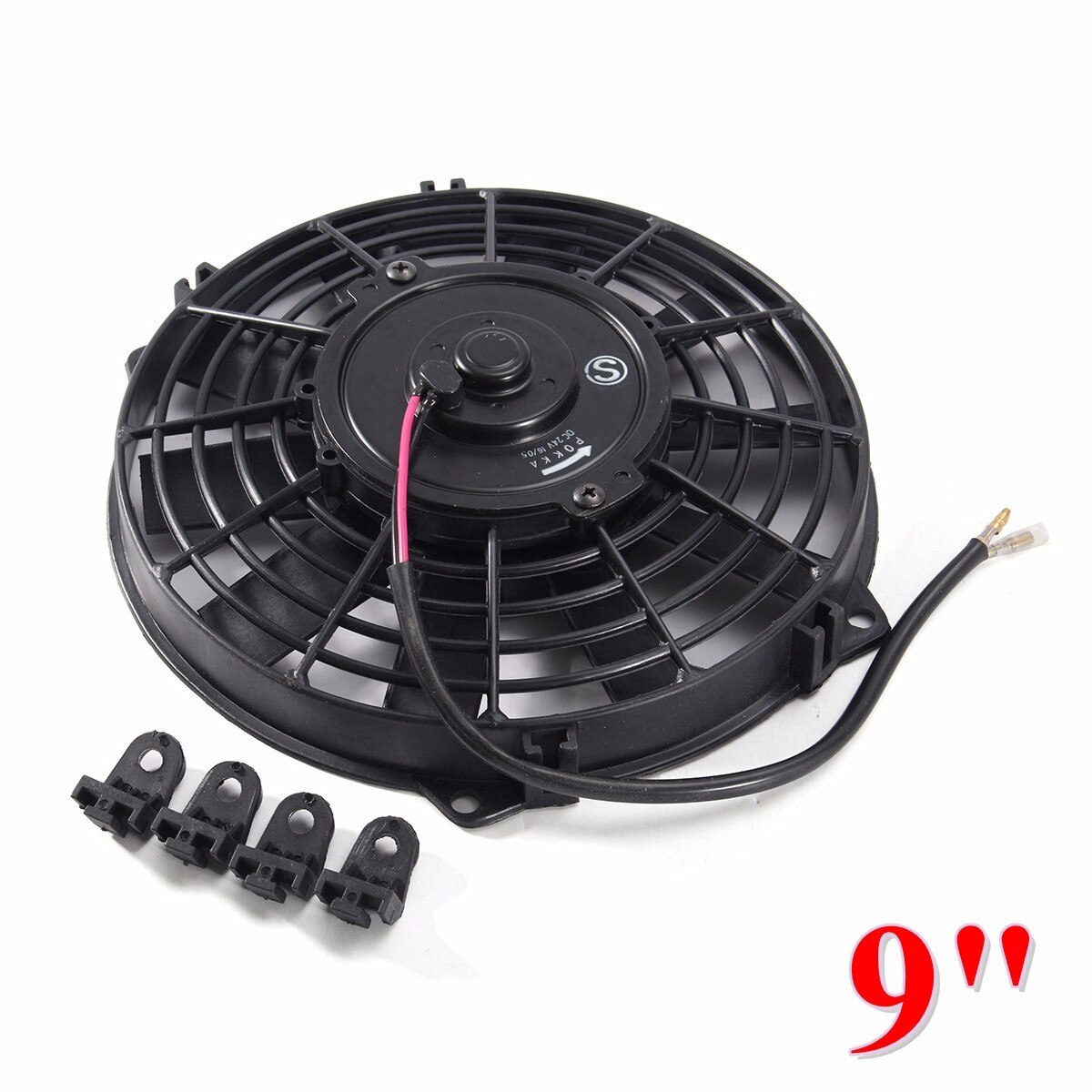 Universal 8 " 9 '' 10 '' 12 '' 14 '' lige sort klinge bil elektrisk radiator køler radiator blæser kit 12v 80w 2100 rpm