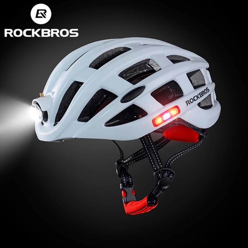 ROCKBROS Fahrrad Scheinwerfer Nacht Radfahren Helm Mit glühend Scheinwerfer Warnung Licht MTB Fahrrad Helm Wiederaufladbare Sport SafetyCap
