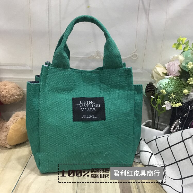 Women Pure color Tote Canvas Casual Hand Bags Lady messenge Bag Simple Canvas Shoulder Bag female Casual Tote: dark green