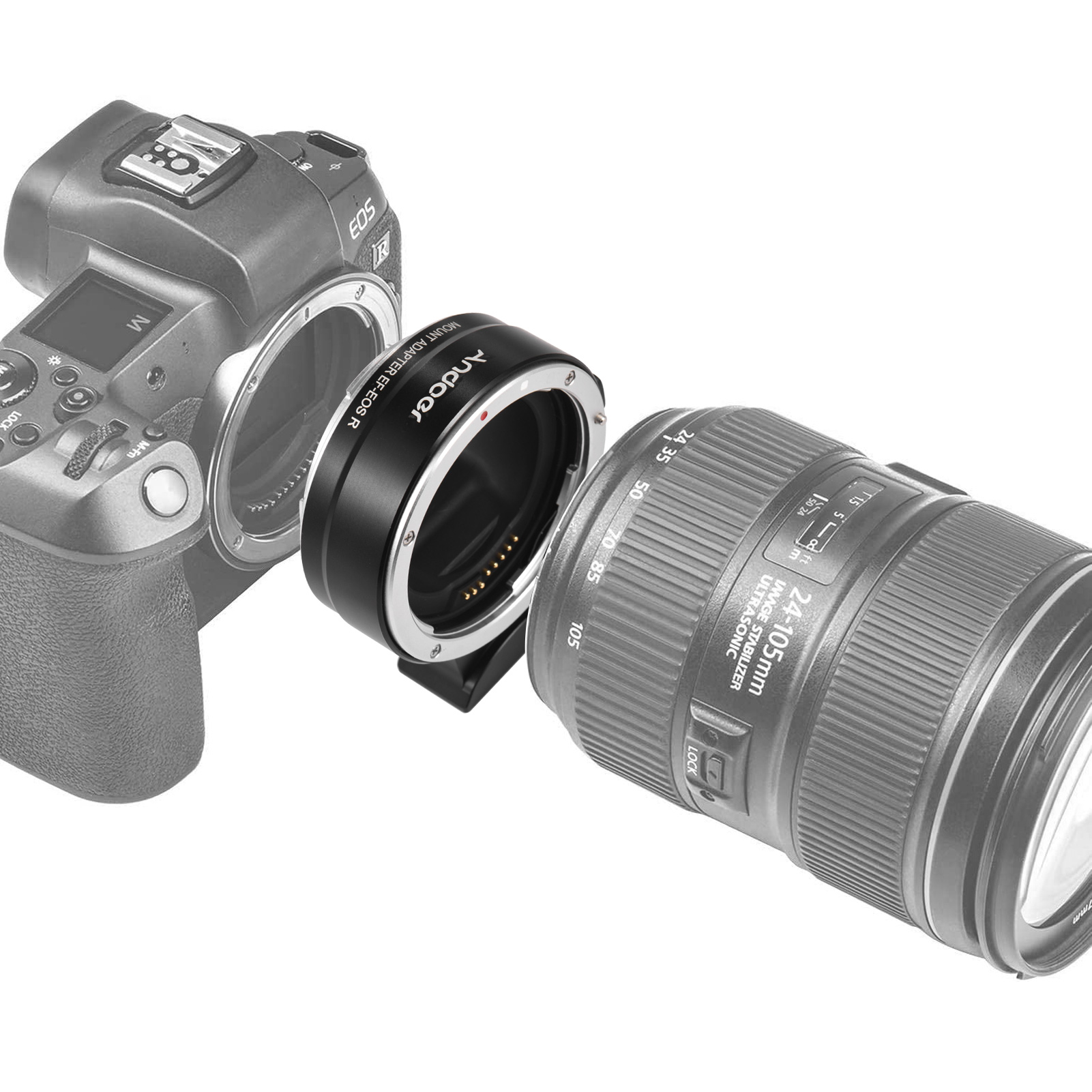 Andoer EF-EOS R Auto Focus Camera Lens Adapter Ring IS Image for Canon EF EF-S Lens to Canon EOS R RF Mount Full Frame Cameras