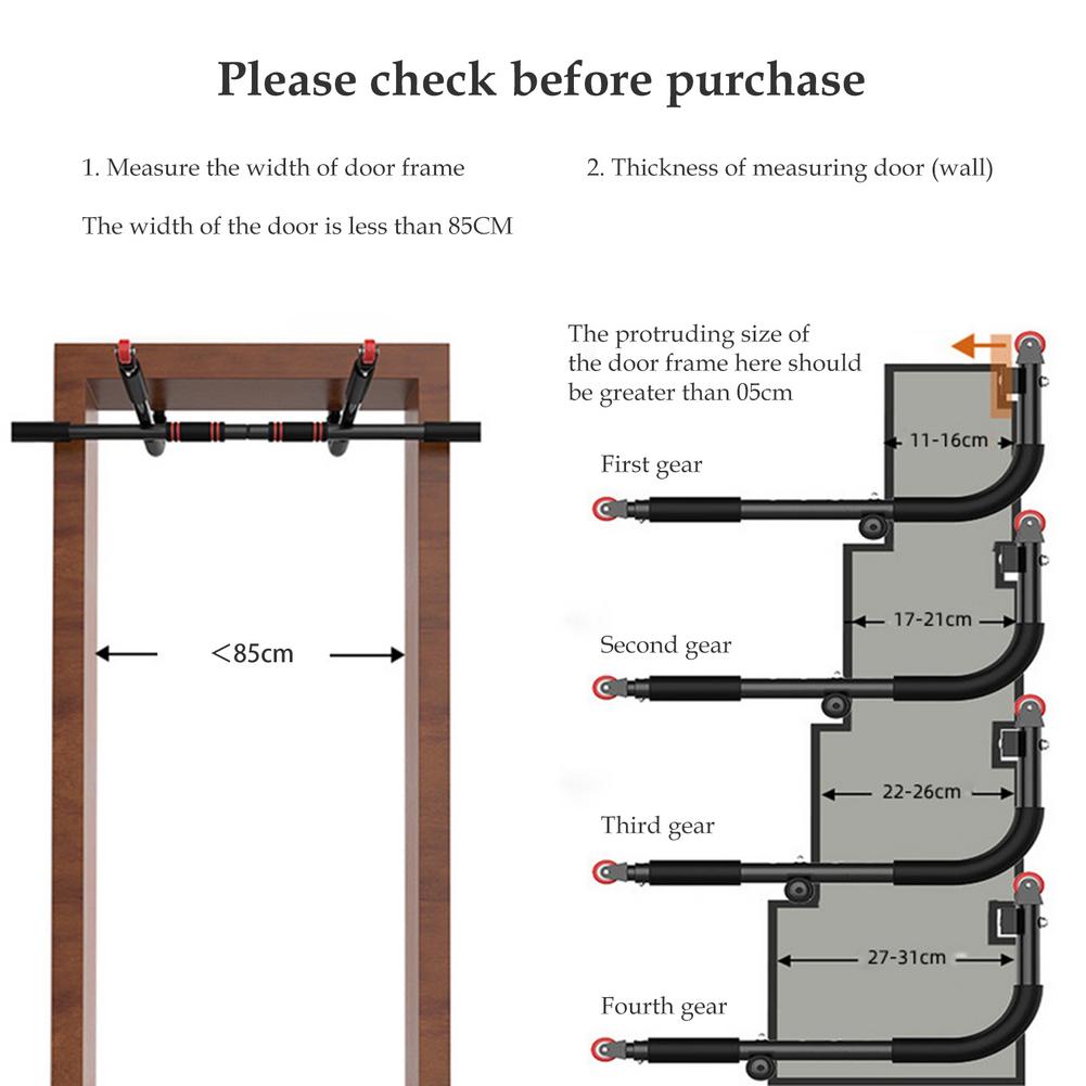 Fitness Multi-Gym Doorway Pull Up Bar Portable Gym System Steel Gym Total Upper Body Workout Exercise Bar Fitness Equipment