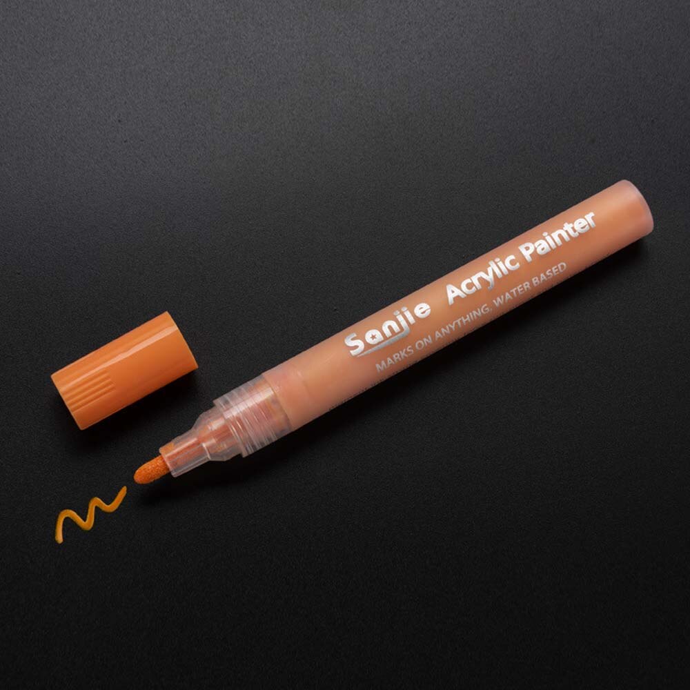 12 Colors Permanent Acrylic Paint Marker Pens For Ceramic Rock Glass Wood Fabric Canvas DIY Painting Office School Supplies: orange