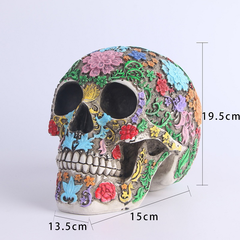 Human Skull Resin Skeleton Storage Hook Wall Mount Desk Ornament Living Room Sets Home Party Halloween Decor Accessory: Skull RS-8031