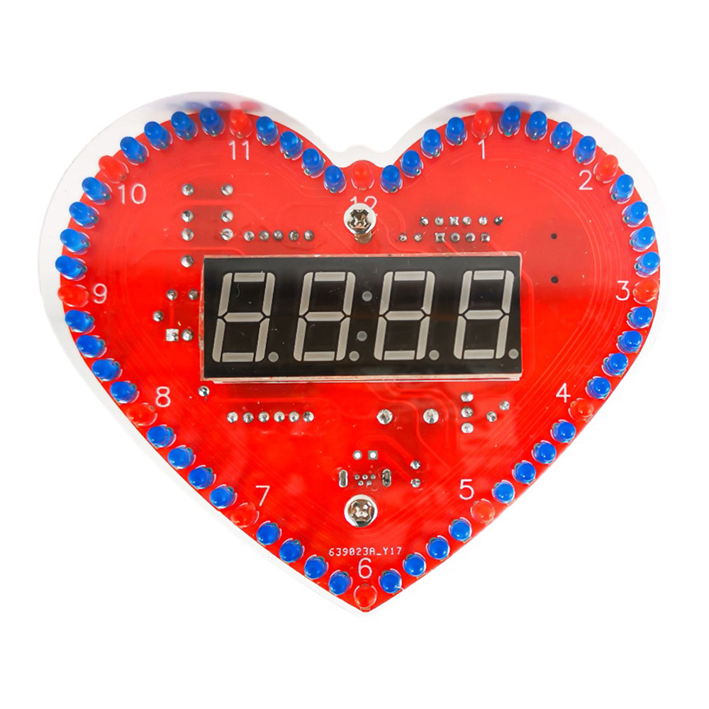 Kits de bricolaje en forma de corazón, 4 dígitos, reloj DIY con luces LED SMT SMD, Kit de práctica de soldadura, proyectos de bricolaje para aprendizaje electrónico