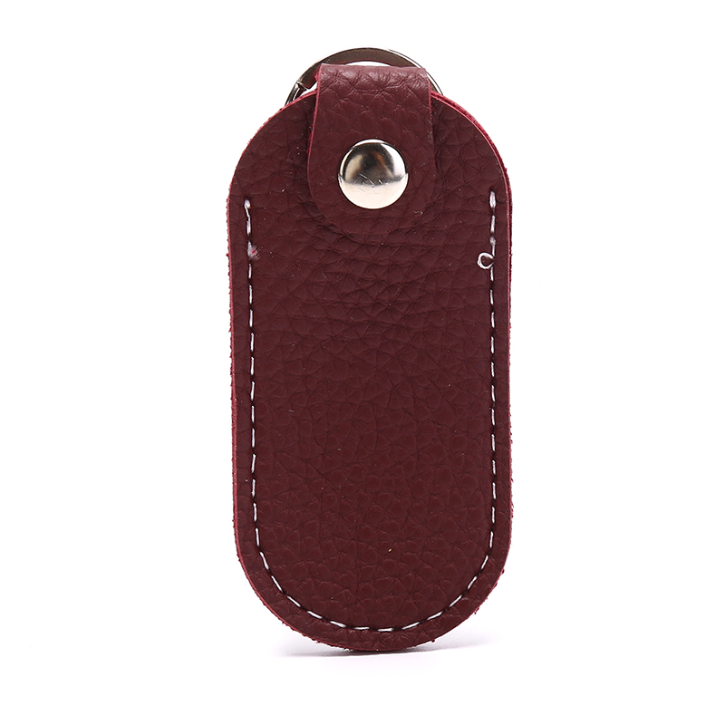 1pc estojos de couro pu para pen drive, chaveiros, bolsas de armazenamento para disco u com fecho, capa protetora, porta-chaves 10*4cm: Cinza claro