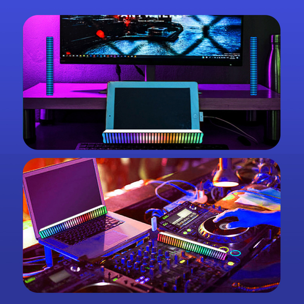 RGB Sound Control LED Strip Light Voice-Activated Pickup Rhythm Music Atmosphere Lamp App Control 32 LED Colorful Ambient Light