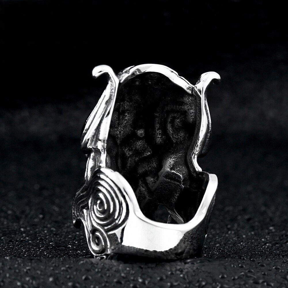 GARO MAKAISENKI Zaruba Skull Ring Biker Red CZ Eye Titanium Steel Punk Gothic Ring Japan Popular Men Retro Jewelry