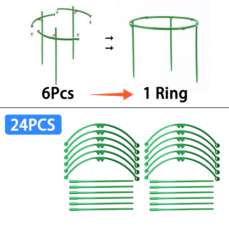 Piquets de Support pour plantes, treillis demi-cercle pour plantes en pot, bonsaï, Support de fleurs de vigne, Clips à tige fixe, outils de jardinage, 6 à 36 pièces: Orange