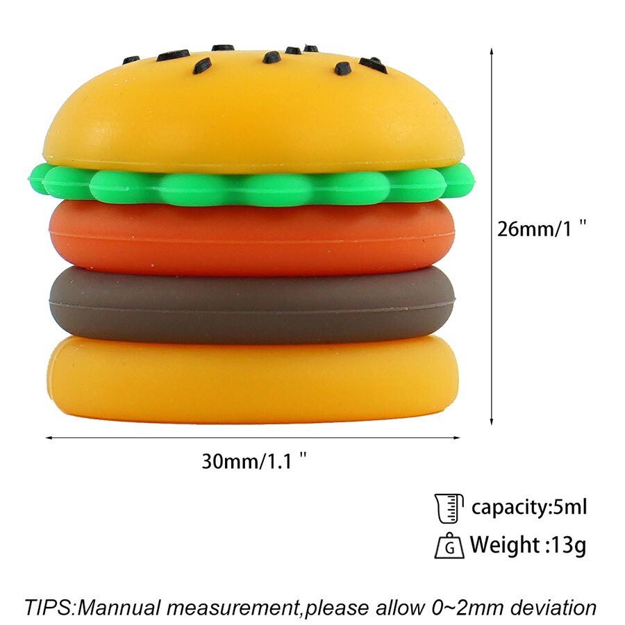 5 stk 5ml silikone hamburger voksbeholder nonstick silikone beholder opbevaringsboks til olie voks krukke dab krukke