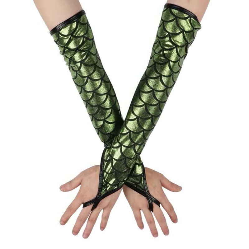 Sexy Dames Lak Lederen Handschoenen Halloween Cosplay Nachtclub Podium Voorstelling Paaldans Arm Mouwen Haak Vinger Lange Want: Oranje