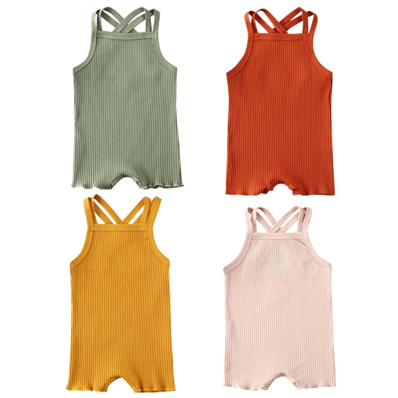 Wallarenear 0-18M Baby Zomer Kleding Baby Kids Jongen Meisje Baby Romper Jumpsuit Katoen Outfits Set Geribbeld Solid kleding