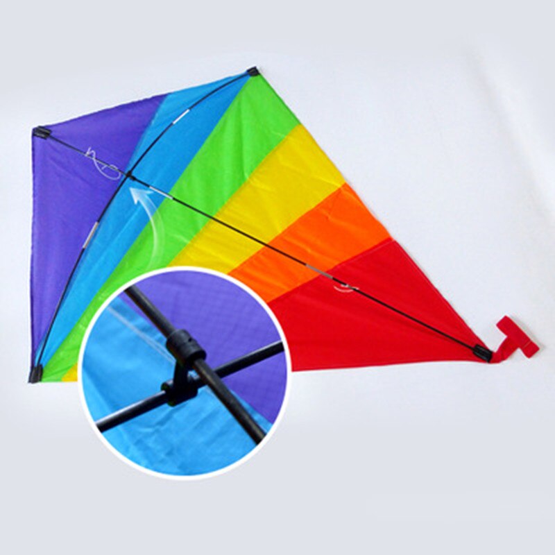 Cometa en forma de diamante con de arcoíris, juguete de nailon duradero para verano y exteriores, ideal para actividades al aire libre, familiar