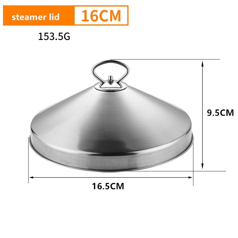 Petit cuiseur vapeur en acier inoxydable, 12-20cm, petit sac à vapeur, pour le ménage, le commerce, tiroir à vapeur pour dessert, ensemble de pâtisserie: steamer lid16CM
