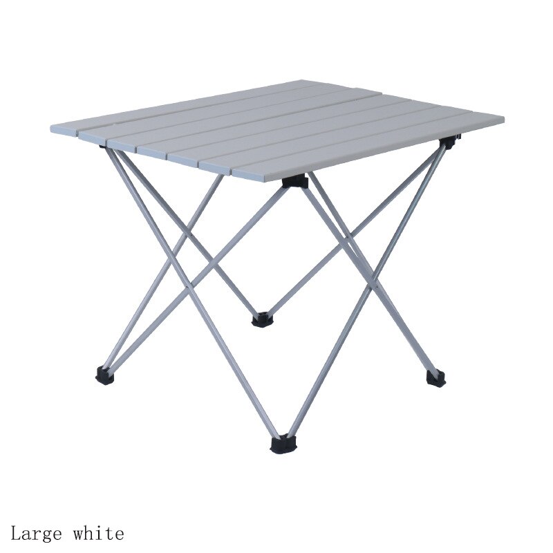 Udendørs aluminium bærbart ultra let foldbart picnicbord sammenfoldeligt udendørs spisebord familiefest picnic grillbilbord: Stor hvid