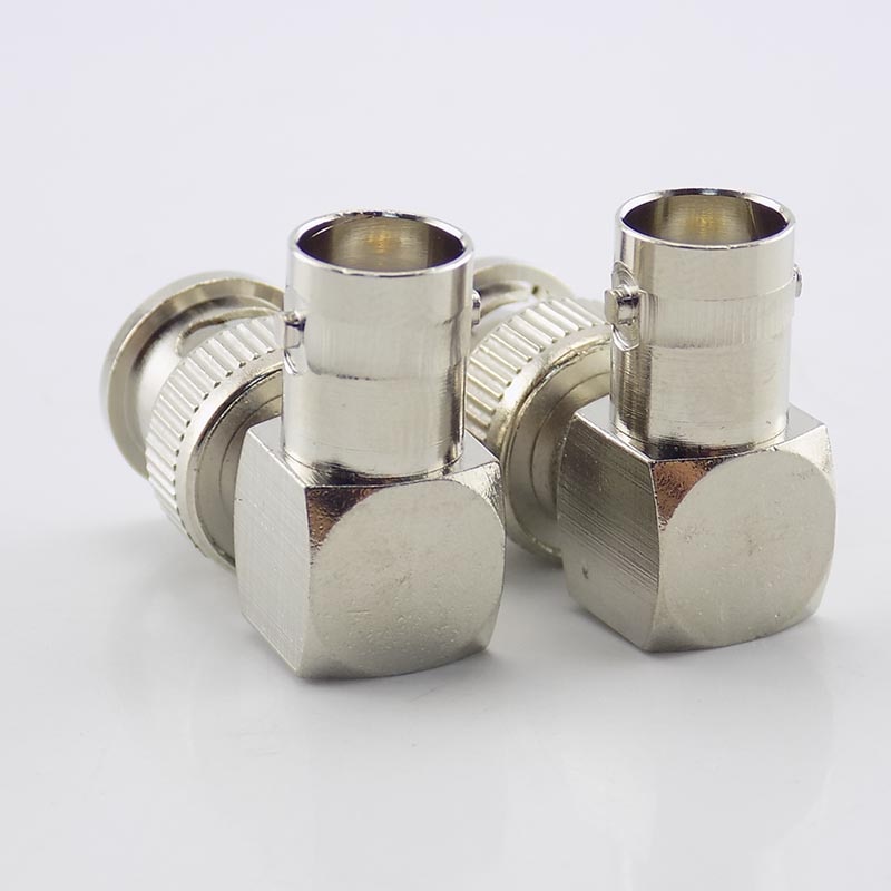 L-shaped BNC Male Connector Adapter Right Angle to BNC Female Jacks Adapter for CCTV Security Video Surveillance System