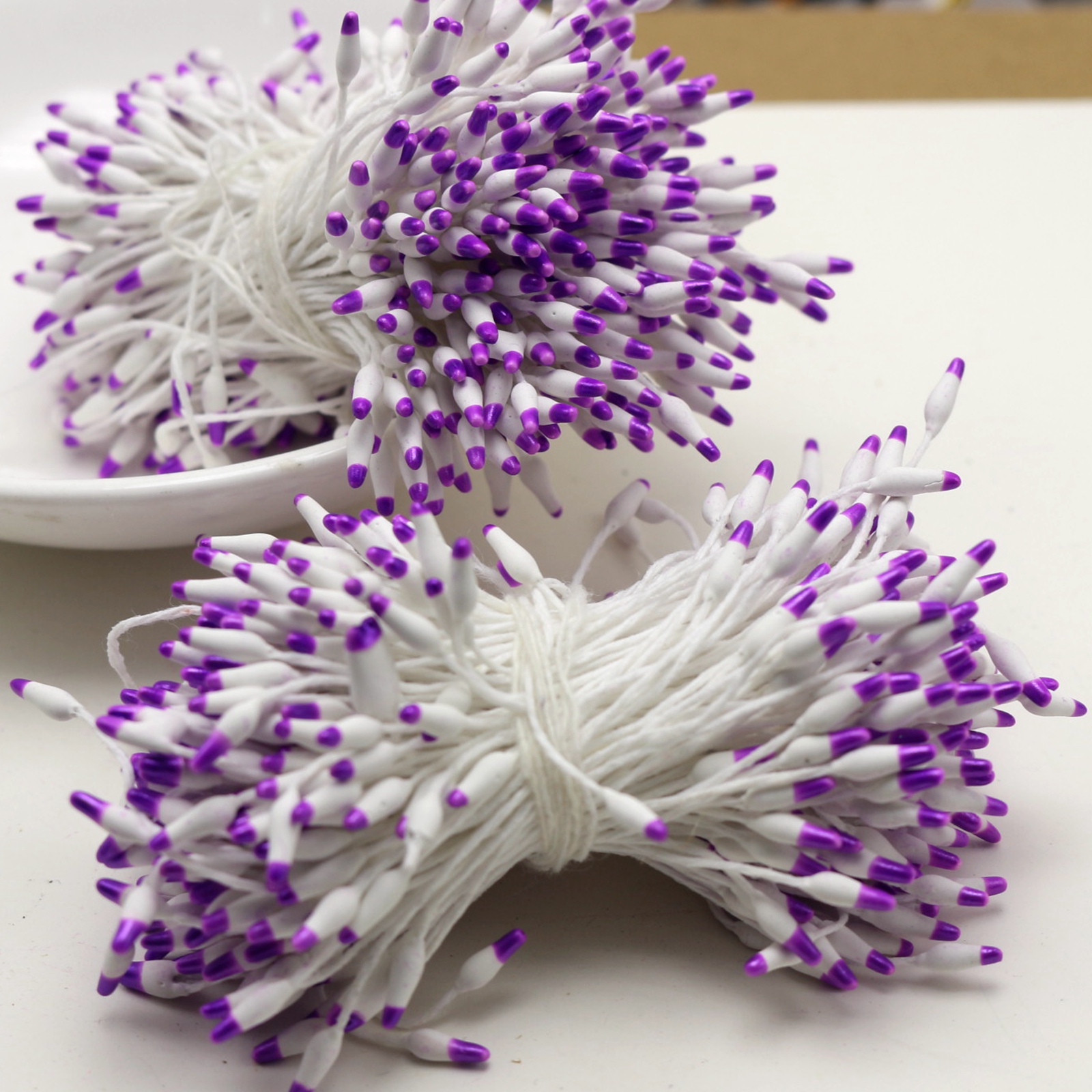Hand-Made Artificial Flower Stamen para casamento, Pistil Cotton String, 560 Double Color