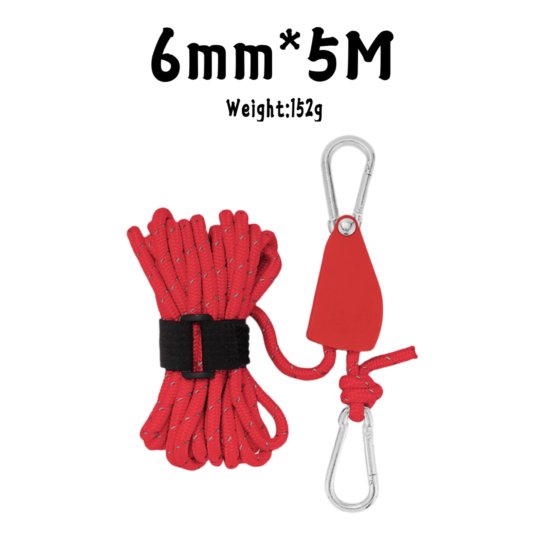 4/5M Camping Touw Tent Verstelbaar Touw Sluiting Vaste Gesp Poelie Spanner Ratelhangers Lampjes Camping Luifel Windtouw: Rood
