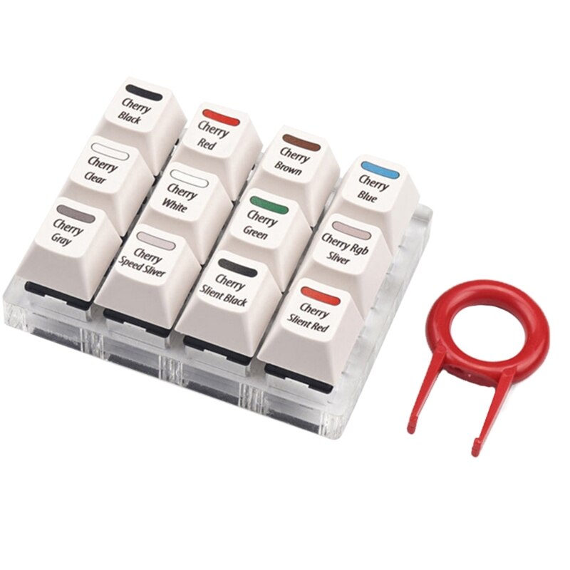 White Keycaps Testing Tool Cherry 12 MX Switches Keyboard Tester Kit Clear Keycaps Sampler PCB Mechanical Keyboard