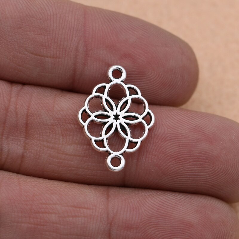 Kjjewel tibetano prata chapeado flor conector para fazer jóias pulseira acessórios diy descobertas 10 pçs/lote