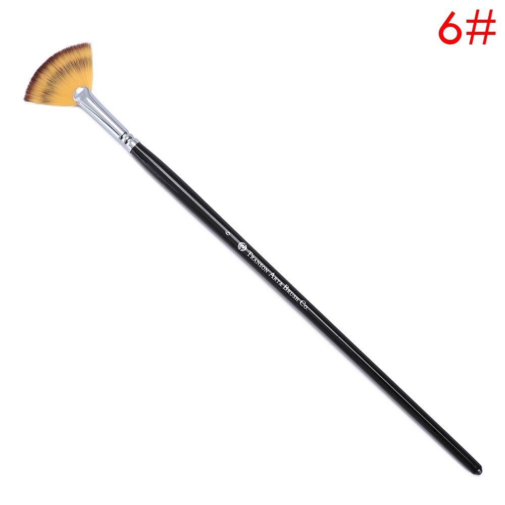 1Pc Nylon Hair Fan Brush Pen Wooden Handle Acrylic Water Oil Painting Artist Brush Oil Painting Drawing Crafts: 6