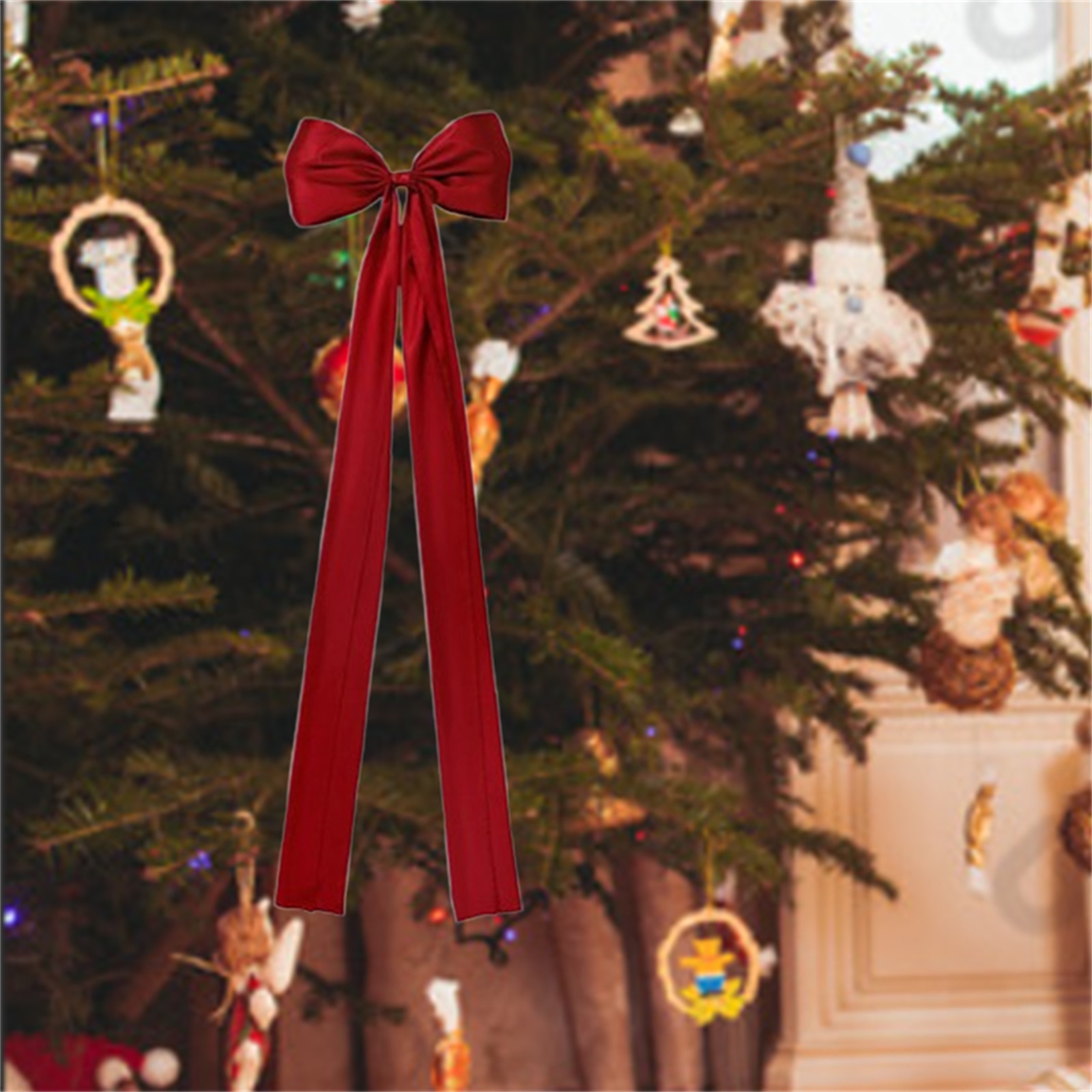 Weihnachtsbaumspitze, Schleife, rot Weihnachtsschleifen, lange Luftschlangen, Band, extra große Satinschleife, Haustür-Anhänger, Dekor, Party-Requisit