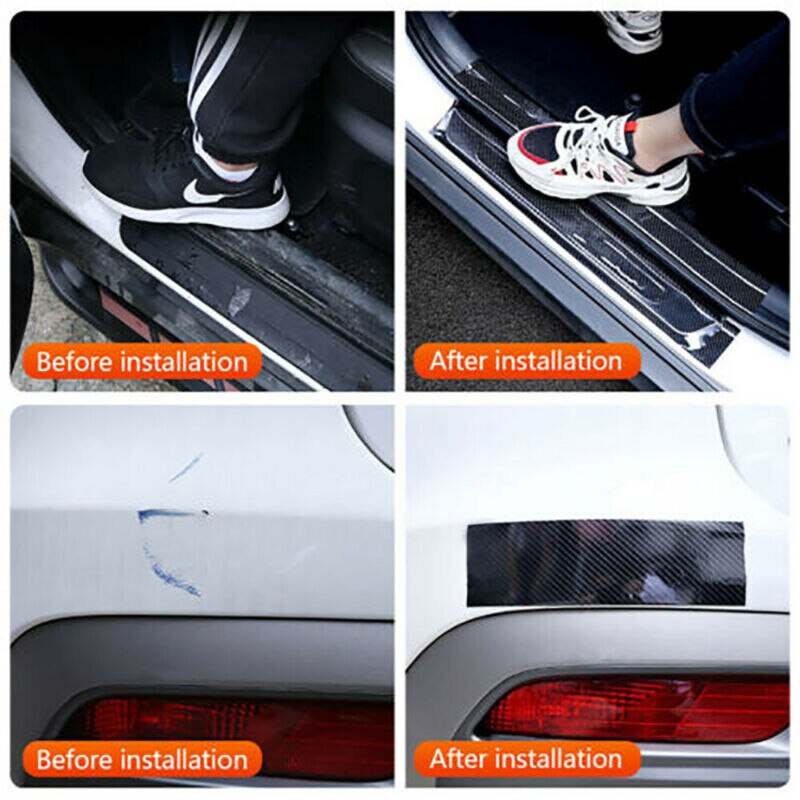 Carbon Fiber Auto Sticker Instaplijsten Protector Scuff Plate Trim 5Cm * 300Cm Decor 3D Carbon Fiber Vinyl