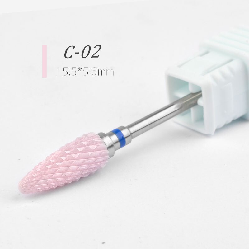 3/32 "Roze Keramische Nail Boor Elektrische Rotary Nail File Nail Art Tool Nail Cleaner Salon Bits Manicure Machine accessoires: c-02