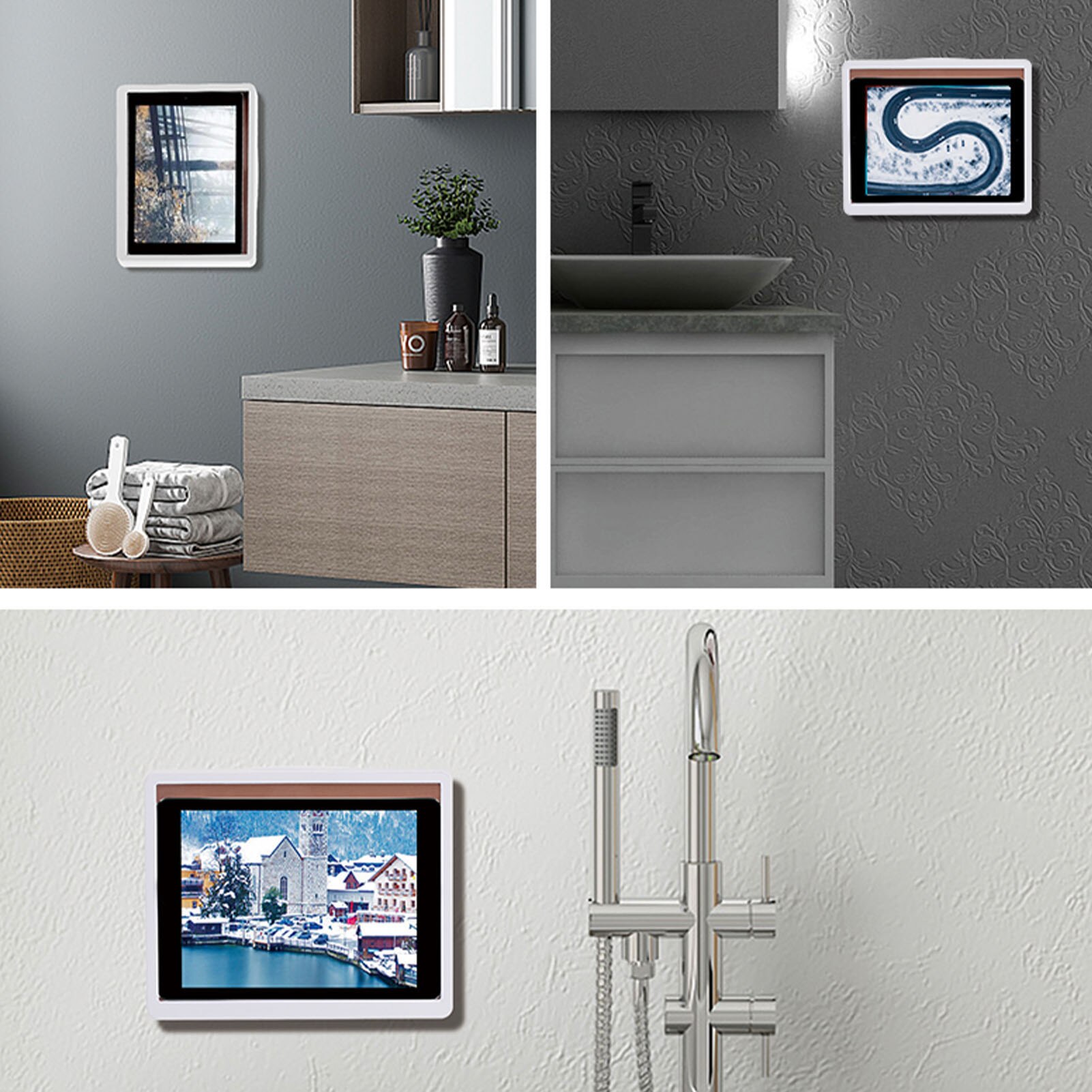 Bathroom Waterproof Mobile Phone Box Wall Tablet Holder For IPAD Self-adhesive Holder Touch Screen Home Wall Bathroom Phone Box