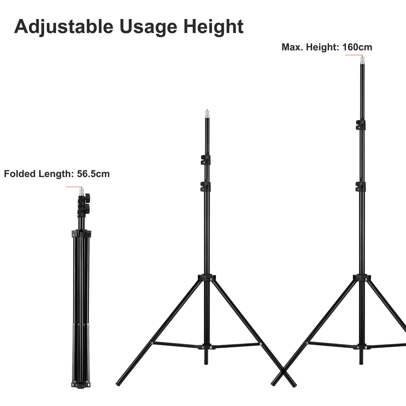 Verstelbare Metalen Statief Light Stand Max. Hoogte 1.6M Met 1/4 "Schroef Voor Fotografie Studio Led Video Licht Paraplu Ring Licht