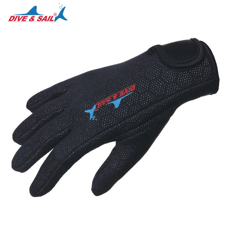 DIVE & SAIL 1.5mm Neopreen Anti-kras Scuba Dive Swim Handschoenen met Nylon Tape voor Winter Warm Zwemmen duiken Surfen Snorkelen