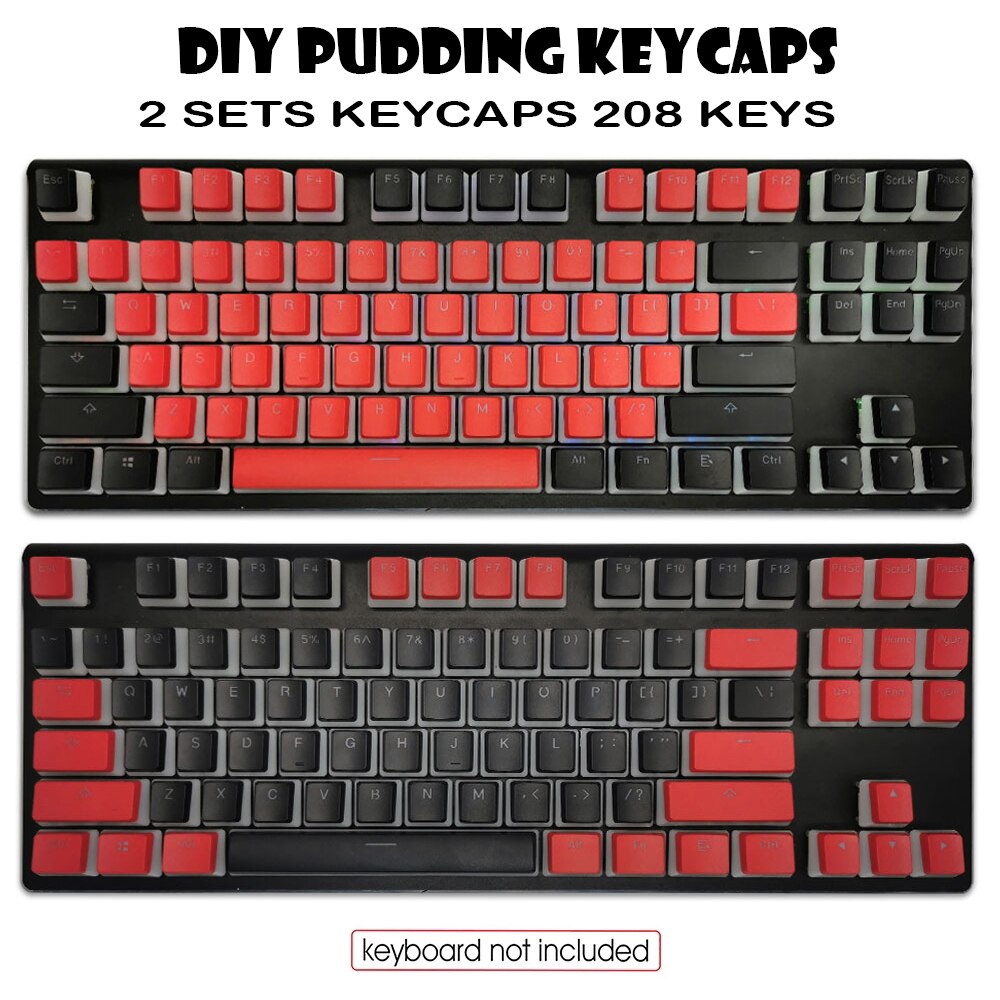 Pudding Keycaps PBT Doubleshot Keycap OEM Backlit Keycaps Shine Through Key Caps Mechanical Keyboard Red Keycap For Cherry MX: white
