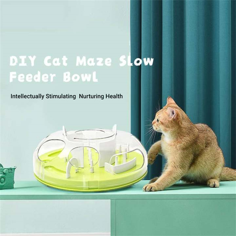 Rompecabezas interactivo para gatos, juguete dispensador de golosinas, mejora Mental, juguete de alimentador lento, laberinto de gato interesante, bandeja de alimentación lenta, tazón
