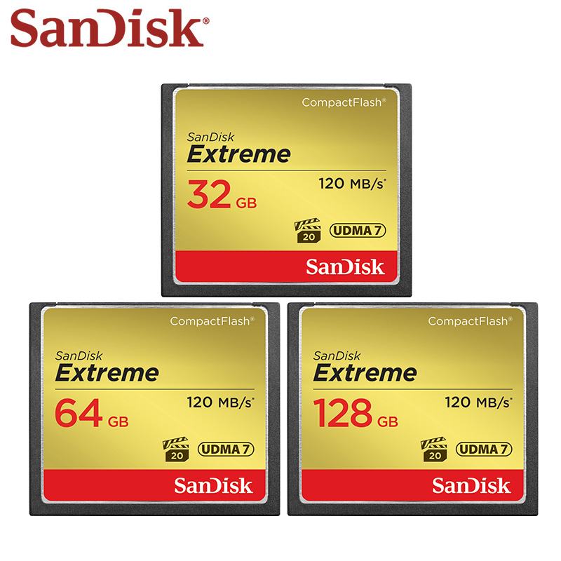 SanDisk Extreme CompactFlash Memory Card vpg 20 CF Card 32GB 64GB 128GB UDMA7 Original Flash Card for Camera