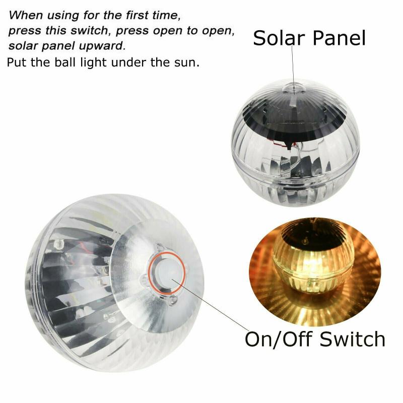 Luz LED de discoteca para piscina, foco impermeable de energía solar, multicolor, lámpara de deriva de agua flotante, de seguridad,