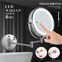8 inch Wall Mounted Makeup Mirror 3X / 5X Magnifying Double Side Folding Arm Extend Bathroom Smart Hotel Cosmetic Mirrors