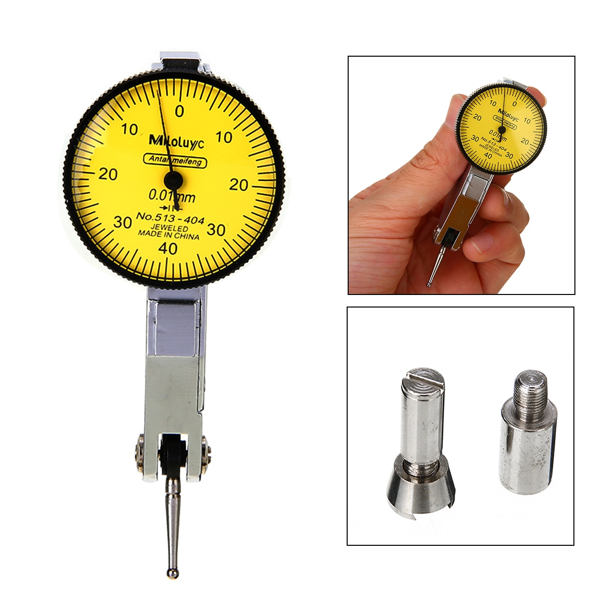 0.01mm Lever Dial Indicator High Precision Metal Dial Gauge Test Indicator Metric With Dovetail Rails 0-40-0 Measuring