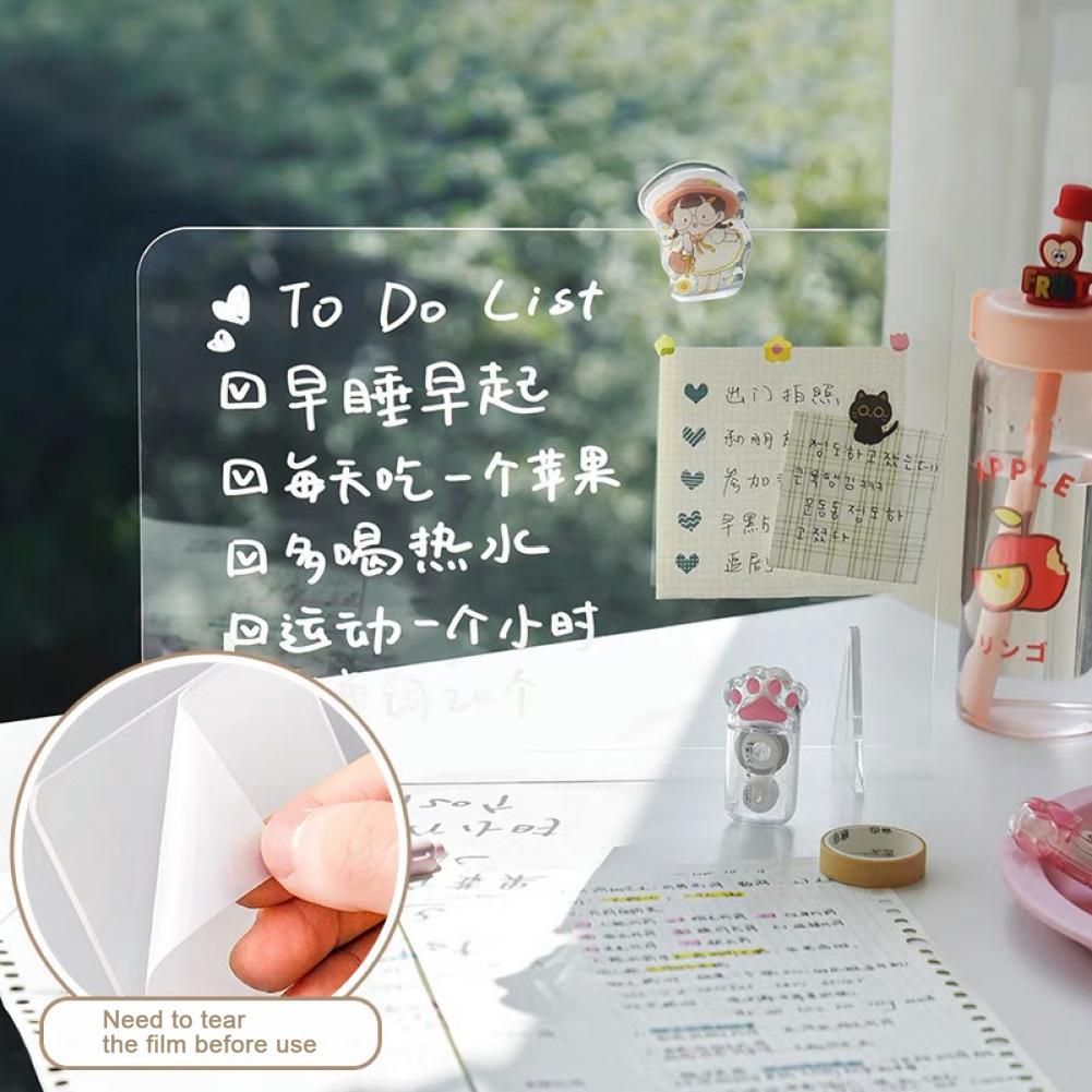 Clear Acryl Note Board Stabiele Eenvoudige Transparante Message Opmerking Memo Board Uitwisbare Desktop Schrijven Memo Gadget Voor Thuis