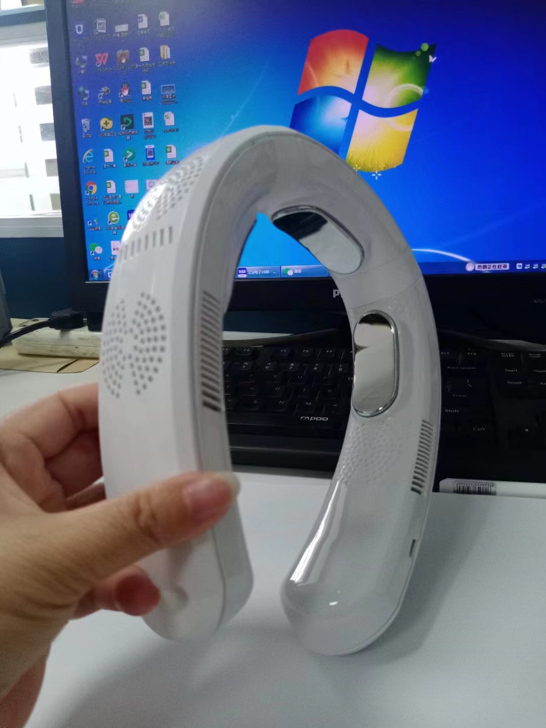 Tragbarer Hals Ventilator Mini-Klimaanlage Kühler klingen Verlierer Lüfter 6000mah USB wiederauf ladbare hängende Kühlung Heizung tragbare Lüfter