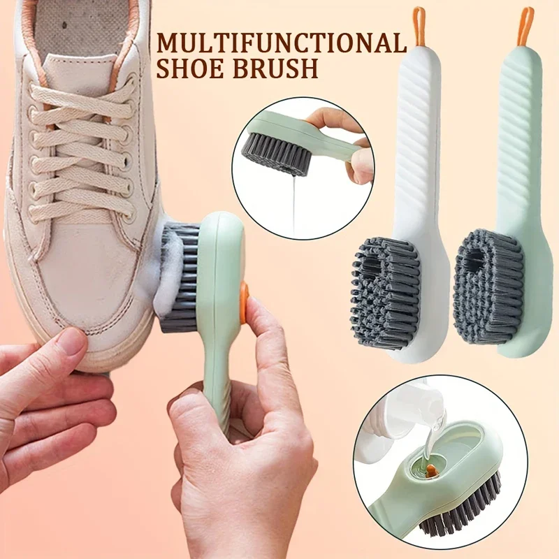 2/1pc weiche Borste flüssige Schuh reinigungs bürste langer Griff Wäsche bürste Schuh Kleidung Brett Reinigungs werkzeug